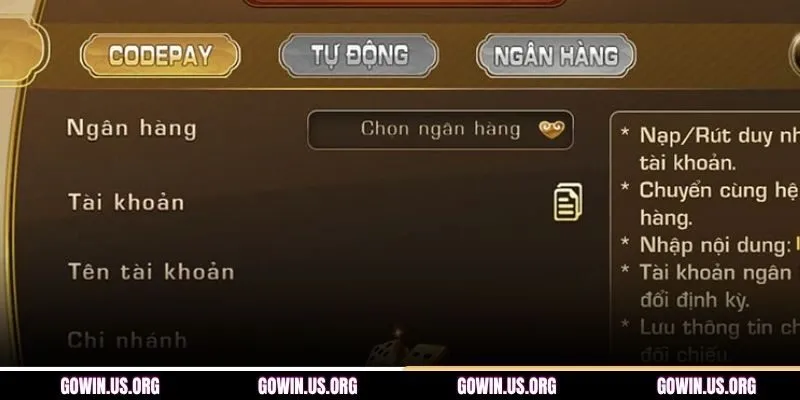 Hướng dẫn rút tiền GOWIN nhanh chóng